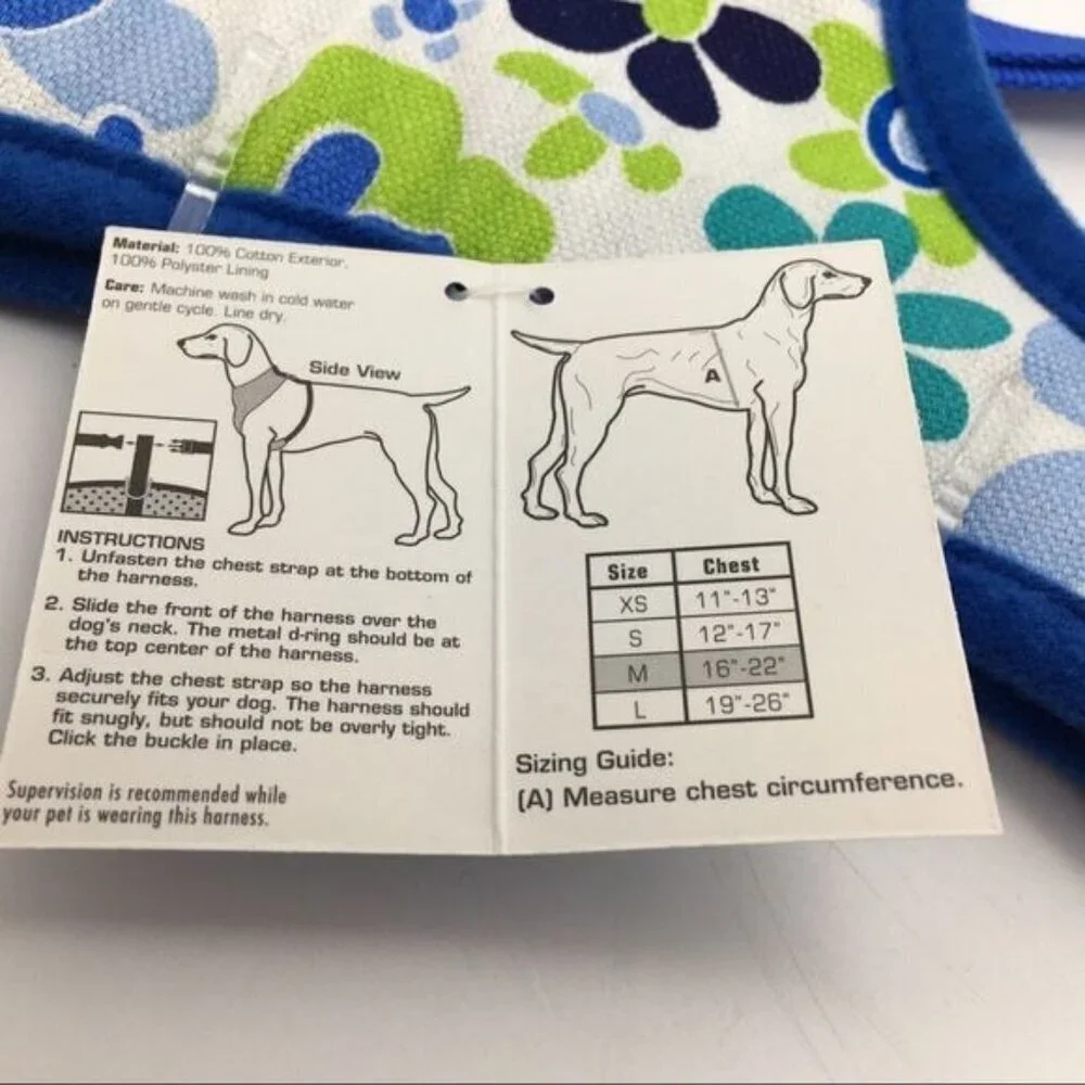 Dog Harness Casual Canine Mod Print Pet Collar Size Medium 16”-22” NEW